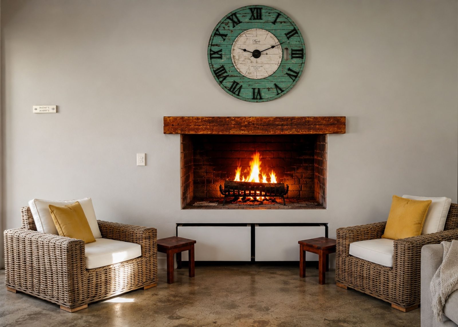Sea Dreams — living area with fireplace